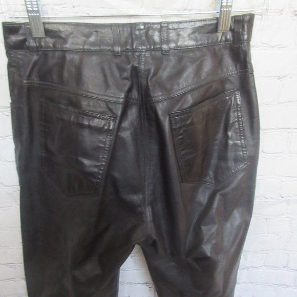 Pia Rucci Black Leather High Rise Pants - Picture 4 of 8